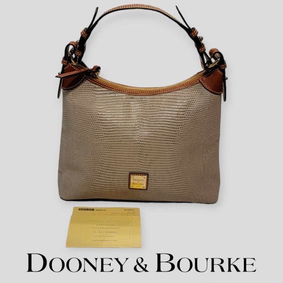 Dooney & Bourke Handbags - Authentic Dooney & Bourke Embossed Lizard Hobo Bag Leather Shoulder Bag